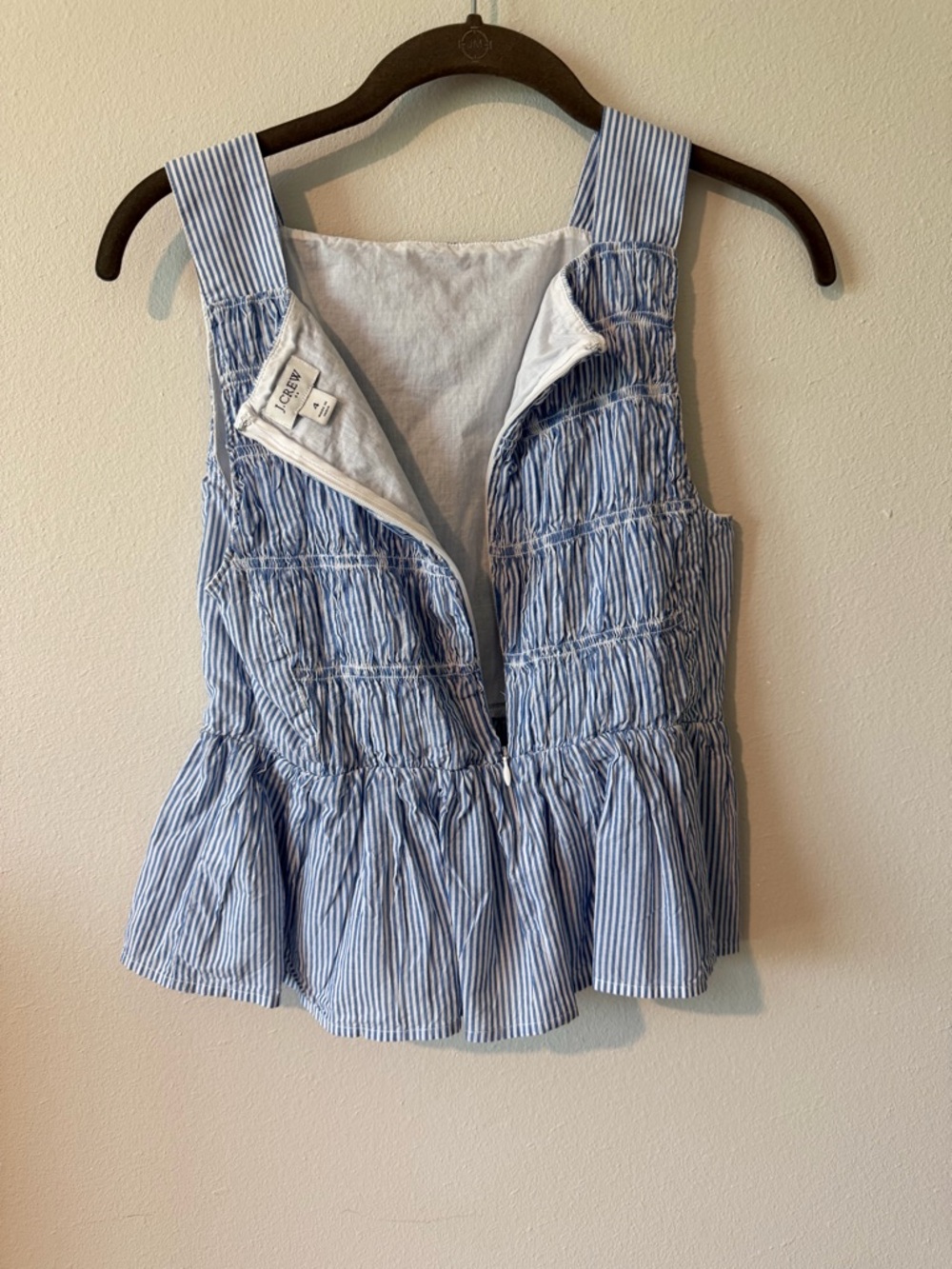 NWOT JCrew Smocked Striped Peplum Tank Top (Size 4) - Picture 3 of 4